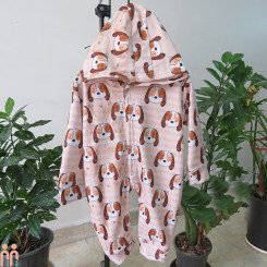 سرهمی کلاهدار مخمل دورو نوزاد و کودک نسکافه ای هاپو baby new fleece jumpsuits