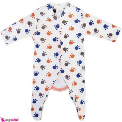 سرهمی نخی نوزاد و کودک 0 تا 9 ماه ردپا Baby cotton sleepsuit
