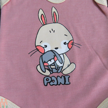لباس ست نوزادی دخترانه بادی رکابی و مانتو و شلوار نخی 3 تکه کالباسی کرمی خرگوش Baby new cotton clothes set