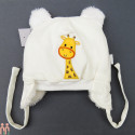 کلاه نوزاد روگوشی داخل خزدار گرم زرافه شیری Baby warm hats