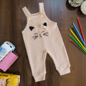 بیلر بلند دخترانه بیسکویتی نوزاد و بچه گانه کرم نسکافه ای گربه kids billersuit clothes