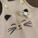 بیلر بلند دخترانه بیسکویتی نوزاد و بچه گانه کرم نسکافه ای گربه kids billersuit clothes