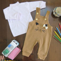 بیلر بلند دخترانه بیسکویتی نوزاد و بچه گانه نسکافه ای گربه kids billersuit clothes