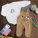 بیلر بلند دخترانه بیسکویتی نوزاد و بچه گانه نسکافه ای گربه kids billersuit clothes