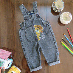 بیلر بلند اسپرت لی بچه گانه کیفیت عالی ذغالی طرح خرس شیطون kids billersuit clothes