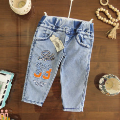 شلوار لی بچه گانه اسپرت کمرکشی آبی طرح استایل 33 Kids jeans pants