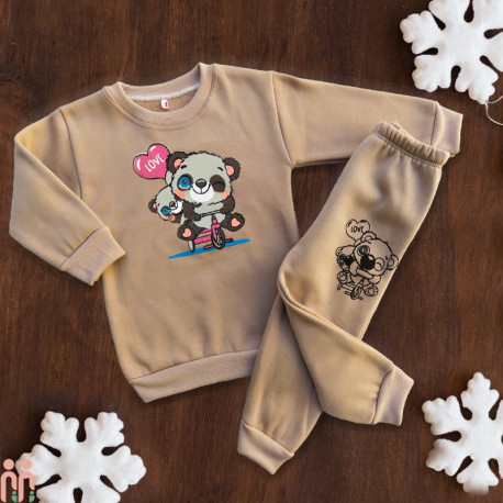 بلوز و شلوار تو کُرکی بچه گانه نسکافه ای پاندا kids new warm set clothes بلوز و شلوار تو کُرکی بچه گانه نسکافه ای پاندا kids new warm set clothes