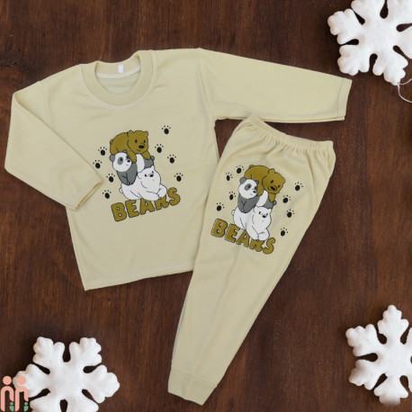 لباس ست بلوز شلوار نخی نوزاد و کودک نسکافه ای خرسی فرندز Baby clothes set لباس ست بلوز شلوار نخی نوزاد و کودک نسکافه ای خرسی فرندز Baby clothes set