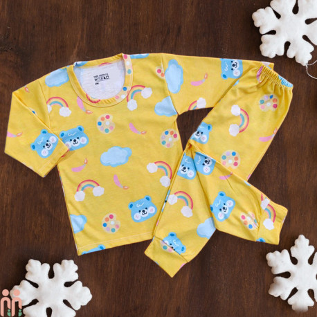 لباس ست بلوز شلوار نخی بچه گانه زرد خرس 1 تا 3 سال kids clothes set لباس ست بلوز شلوار نخی بچه گانه زرد خرس 1 تا 3 سال kids clothes set