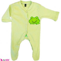 سرهمی نخی نوزاد و کودک 0 تا 9 ماه سبز قورباغه Baby cotton sleepsuit