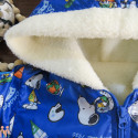 کاپشن خزدار بچه گانه کلاهدار 2 لایه ضدآب گرم آبی اسنوپی kids hooded jacket