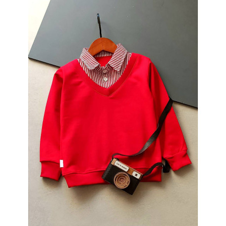 بلوز یقه دار دورس بچه گانه و نوجوان قرمز kids new red shirt