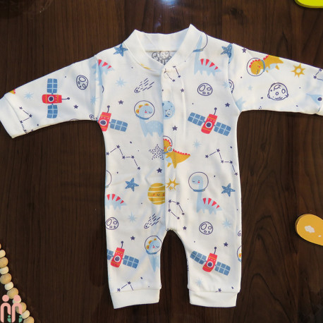 ست لباس بیمارستان نوزاد 7 تکه نخی اعلا طرح فضایی Baby born clothes set