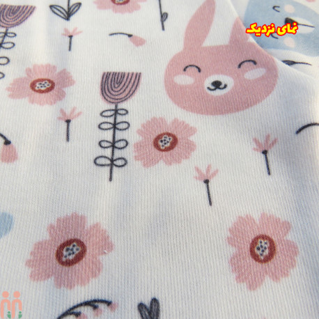 ست لباس بیمارستان نوزاد دخترانه 7 تکه نخی اعلا خرگوش صورتی Baby born clothes set