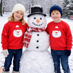 بلوز دورس نخی بچه گانه قرمز بابانوئل دخترانه پسرانه اسپرت kids new red shirt