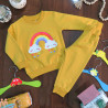 بلوز و شلوار دورس نخی دخترانه ابر و رنگین کمان زرد گُلد Rainbow set clothes