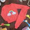 بلوز و شلوار دورس نخی دخترانه ابر و رنگین کمان مرجانی Rainbow set clothes
