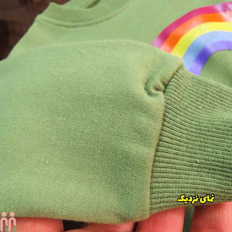 بلوز و شلوار دورس نخی دخترانه ابر و رنگین کمان سبز Rainbow set clothes