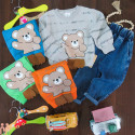 لباس مجلسی اسپرت بچه گانه بلوز دورس و شلوار لی تدی آبی Kids teddy new set
