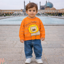 لباس مجلسی اسپرت بچه گانه بلوز دورس و شلوار لی شیر نارنجی 3 بُعدی Kids lion 3D clothes