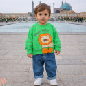 لباس مجلسی اسپرت بچه گانه بلوز دورس و شلوار لی شیر سبز 3 بُعدی Kids lion 3D clothes