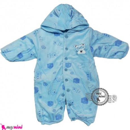 کاپشن سرهمی نوزاد و کودک پاندا آبی Baby warm sleepsuit