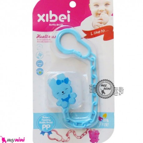 زنجیر پستانک عروسکی خرگوش آبی Baby cute pacifier holder