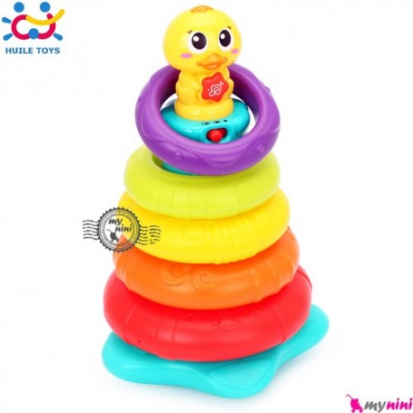 حلقه هوش هویلی تویز موزیکال Huile Toys stacking rainbow duck