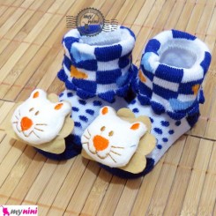 جوراب عروسکی بچه آبی شیر Baby cute socks