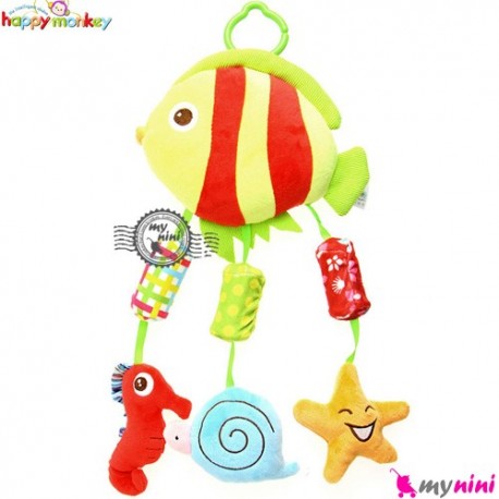 عروسک آویز صدادار ماهی هپی مانکی Happy monkey toys