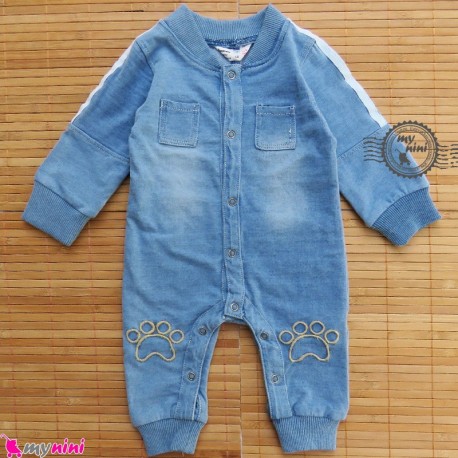 سرهمی لی بچگانه آبی روشن Baby jeans sleepsuits