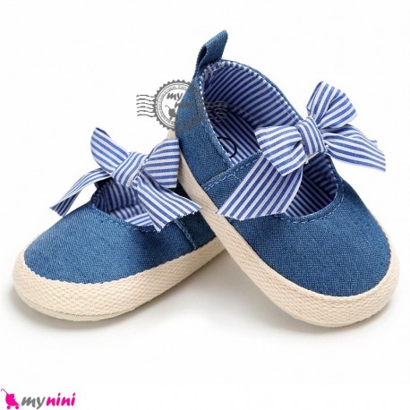 کفش نوزاد و کودک دخترانه پاپیون رنگ آبی Baby girl footwear
