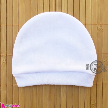 کلاه کشی نوزاد و کودک سفید اعلاء Baby Cotton hat
