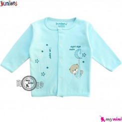 بهترین لباس نوزاد پسرانه بلوز جلو دکمه دار پنبه ای آبی جونیورز Juniors baby jacket