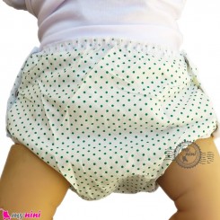 شورت دکمه ای ضد آب نوزاد و کودک 2 لایه خالدار سبز baby waterproof pants
