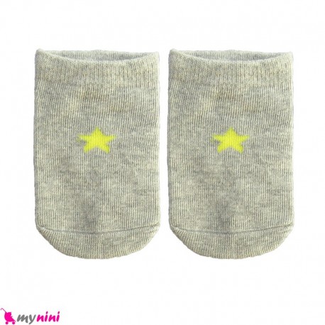 جوراب مچی نوزاد و کودک پنبه ای بدو تولد تا یکسال طوسی ستاره baby cute socks سیسمونی