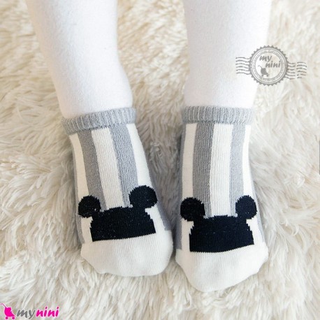 جوراب نوزاد و کودک کف استپ دار پنبه ای مارک چیچی اند راه راه میکی موس cici & coco baby cute socks