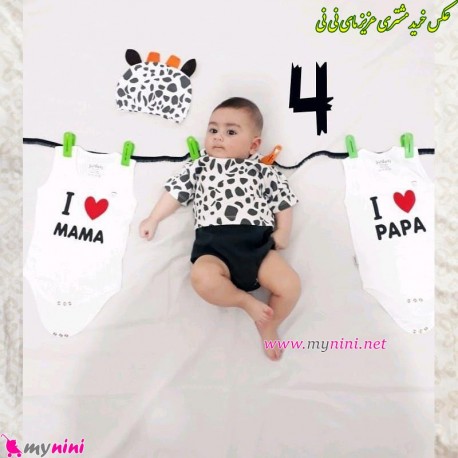 رکابی زیردکمه دار پنبه ای نوزاد و کودک آی لاو پاپا مارک جونیورز Juniors i love kids clothes
