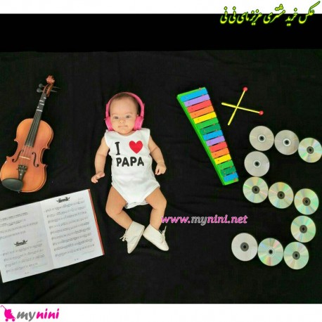 رکابی زیردکمه دار پنبه ای نوزاد و کودک آی لاو پاپا مارک جونیورز Juniors i love kids clothes