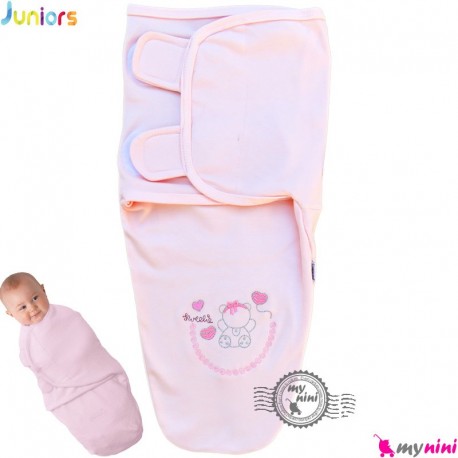 ست قنداق پنبه ای نوزاد مارک جونیورز 2 تکه صورتی juniors baby pink swaddle