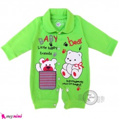 سرهمی نوزاد و کودک سبز طرح خرسی Baby sleepsuits