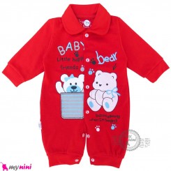 سرهمی نوزاد و کودک قرمز طرح خرسی Baby sleepsuits