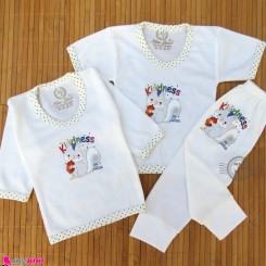 ست لباس نوزاد و کودک 3 تکه طرح سنجاب رنگ شیری Baby clothes set