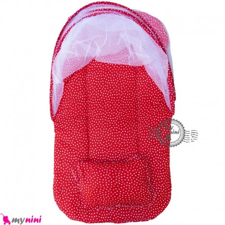 پشه بند نوزاد و کودک تشک دار مسافرتی قرمز خالدار Espring Baby mosquito net