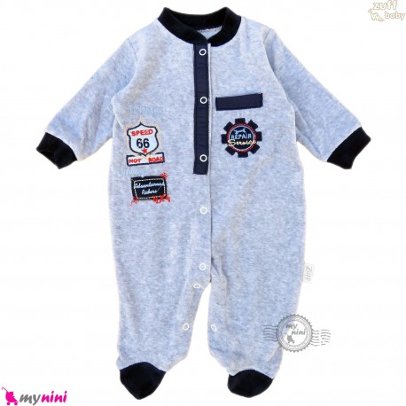 سرهمی گرم مخمل نوزاد و کودک مارک زاف ترکیه اسپرت طوسی Zuff baby fleece pajamas