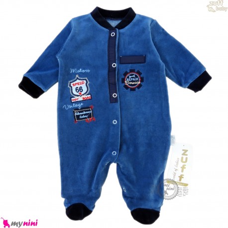 سرهمی گرم مخمل نوزاد و کودک مارک زاف ترکیه اسپرت سرمه ای Zuff baby fleece pajamas