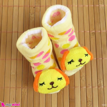 جوراب عروسکی بچگانه راه راه صورتی سیب Baby cute socks