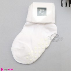 جوراب بچه گانه مارک گپ اورجینال کره جنوبی 0 تا 3 ماه سفید لبه برگردان Baby Gap socks